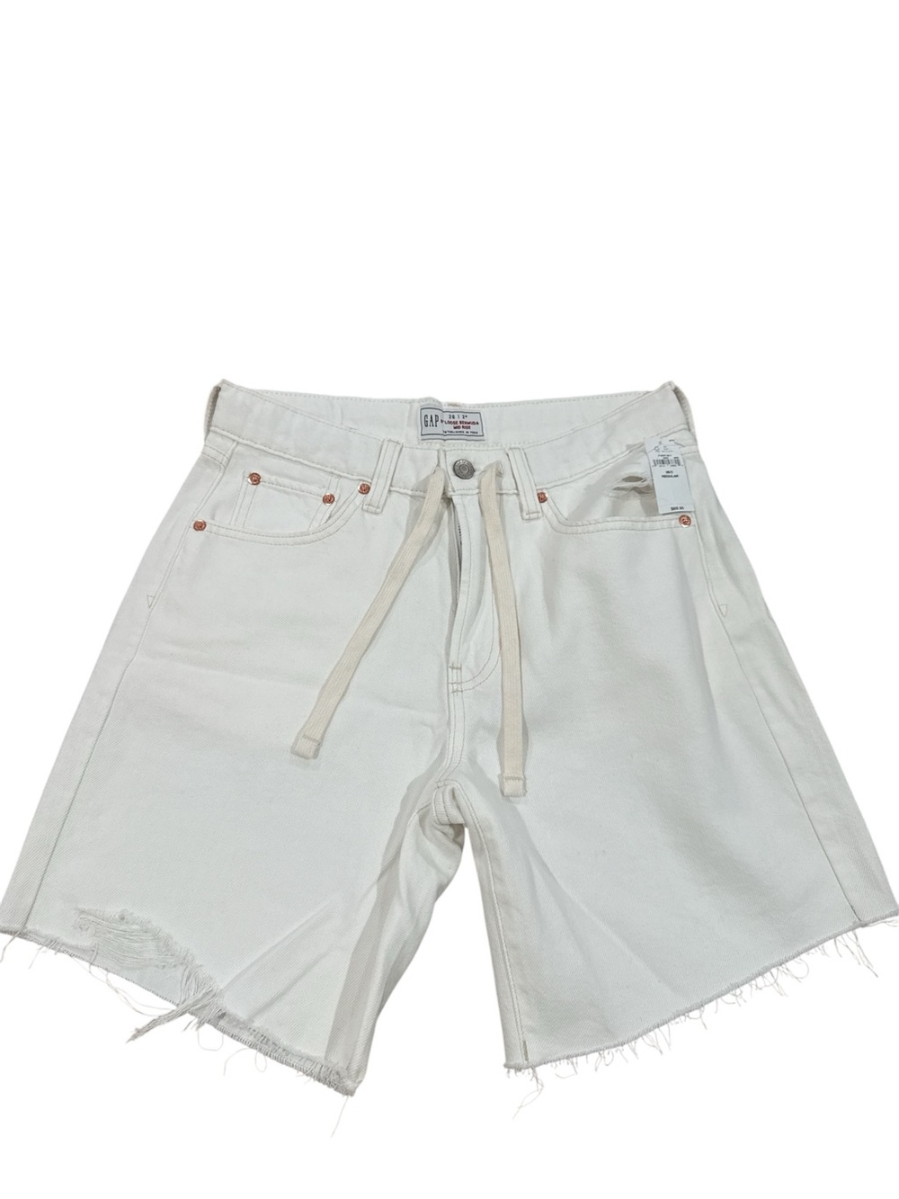GAP White Raw-Hem Drawstring Denim Shorts